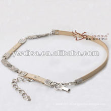 Ceinture de mode féminine pavée de strass en PU avec le meilleur design en gomme en chaîne de YIWU DISHA